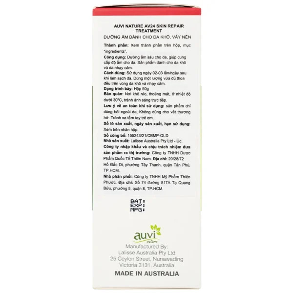 Kem dưỡng ẩm Auvi Nature AV24 Skin Repair Treatment 50g dành cho da khô và nhạy cảm
