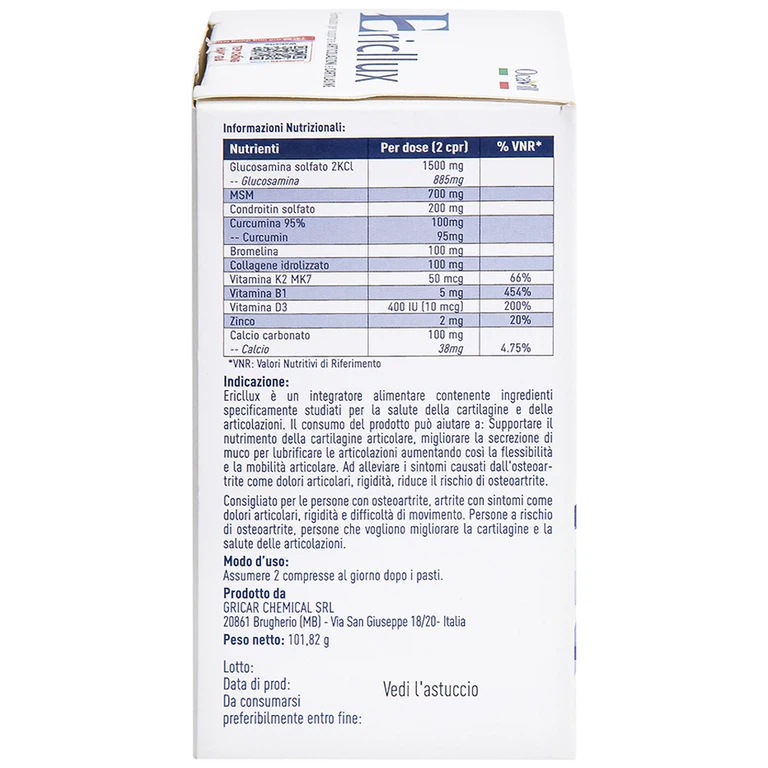 Viên uống Ericllux Ocavill hỗ trợ tăng tiết dịch khớp, giúp khớp vận động linh hoạt (60 viên)