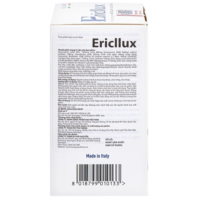 Viên uống Ericllux Ocavill hỗ trợ tăng tiết dịch khớp, giúp khớp vận động linh hoạt (60 viên)