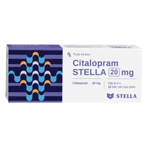 Thuốc Citalopram Stella 20mg điều trị các đợt trầm cảm nặng, rối loạn hoảng loạn (3 vỉ x 10 viên)