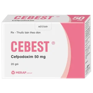 Thuốc Cebest Cefpodoxim 50mg Merap Group điều trị các bệnh nhiễm khuẩn từ nhẹ đến trung bình (20 gói)