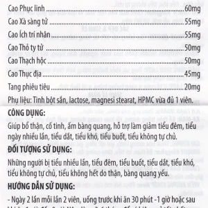 Viên uống Ấn Thủy Vương Kingphar bổ thận, giảm tiêu đêm, tiểu ngày nhiều lần (4 vỉ x 10 viên)