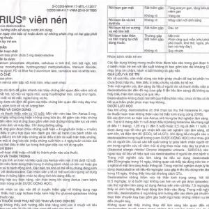 Thuốc Aerius 5mg Organon giảm viêm mũi dị ứng, mày đay (1 vỉ x 10 viên)