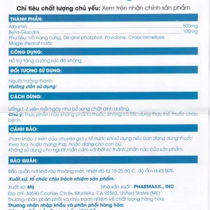 Viên uống Albuglucan Pharmaxx INC hỗ trợ tăng cường sức đề kháng (6 vỉ x 10 viên)