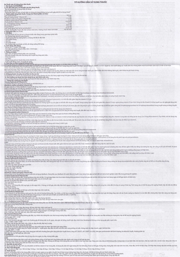 Thuốc Alphavimin 10ml Hadiphar bổ sung vitamin trong thời kỳ dưỡng bệnh, chế độ ăn đặc biệt (20 ống)