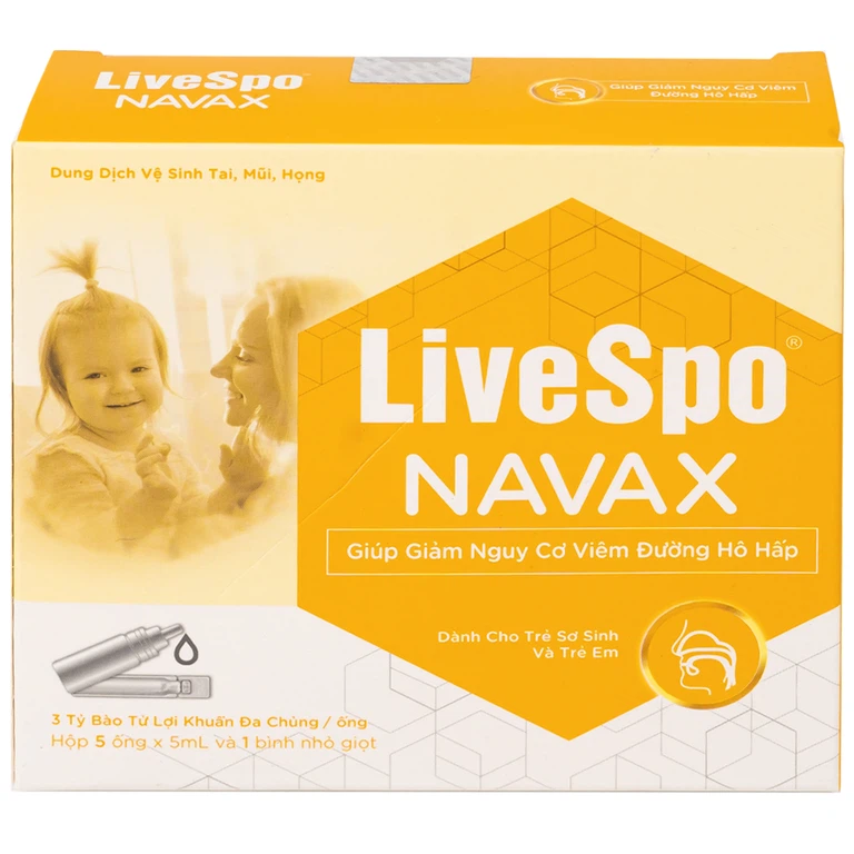 Dung dịch vệ sinh tai, mũi, họng Livespo Navax 5ml giảm sổ mũi, viêm tai, viêm xoang (5 ống và 1 bình nhỏ giọt)