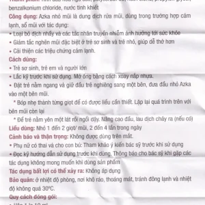 Dung dịch nhỏ mũi Azka 10ml Anvy dùng trong cảm lạnh, sổ mũi, loại bỏ dịch nhầy