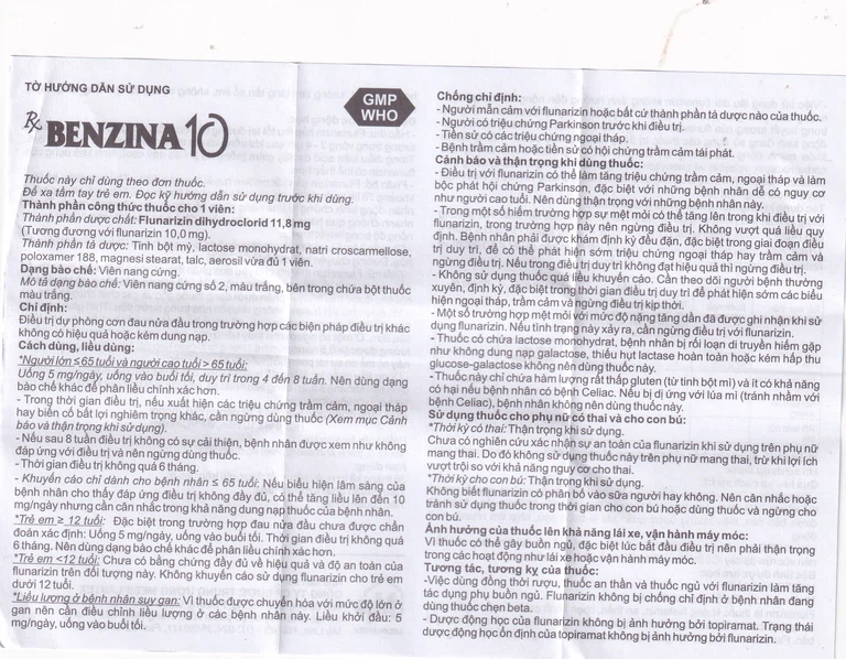 Thuốc Bezina 10 Mediplantex điều trị dự phòng cơn đau nửa đầu (6 vỉ x 10 viên)