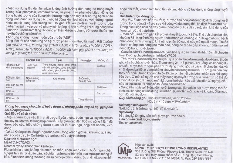 Thuốc Bezina 10 Mediplantex điều trị dự phòng cơn đau nửa đầu (6 vỉ x 10 viên)