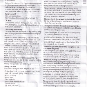 Thuốc Buscopan 10mg Sanofi giảm co thắt cơ trơn đường sinh dục – tiết niệu (5 vỉ x 20 viên)