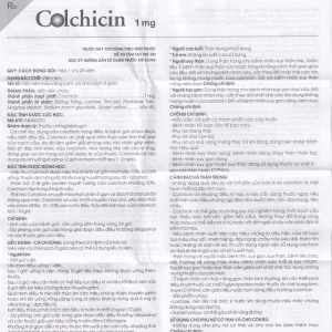 Thuốc Colchicin 1mg Traphaco phòng tái phát viêm khớp do gút và điều trị dài ngày bệnh gút (1 vỉ x 20 viên)