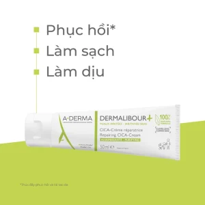 Kem A-Derma​​​​​​​ Dermalibour​​​​​​​​​​​​​​+ Repairing Cream làm dịu da dùng hằng ngày cho da kích ứng (50ml)