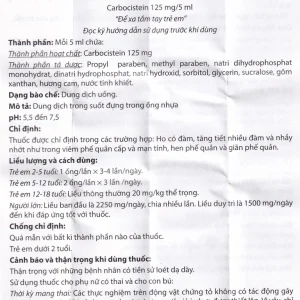 Dung dịch uống Cynamus 125mg/5ml CPC1HN dùng khi ho có đàm, tăng tiết nhiều đàm (4 vỉ x 5 ống)