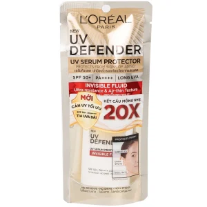 Kem chống nắng Defender UV Serum Invisible Fluid L’Oréal SPF50+ và PA++++ giúp ngăn ngừa lão hóa, đốm nâu (50ml)