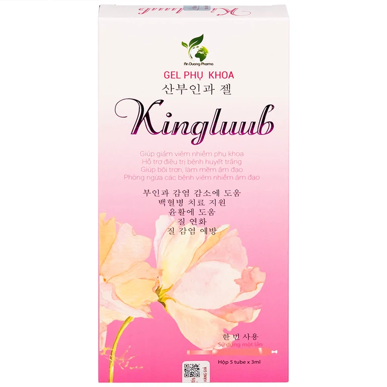 Gel phụ khoa Kingluub Biosantis giảm viêm nhiễm, hỗ trợ điều trị huyết trắng, bôi trơn, mềm âm đạo (5 tuýp x 3ml)