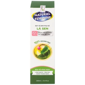 Bọt vệ sinh phụ nữ Lá Sen Natural Feminine làm sạch, dịu da, giảm thâm sạm (160ml)