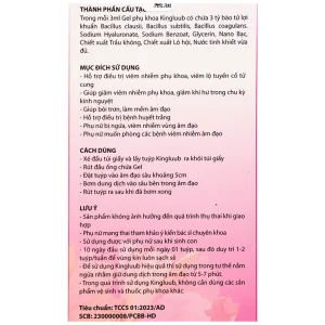 Gel phụ khoa Kingluub Biosantis giảm viêm nhiễm, hỗ trợ điều trị huyết trắng, bôi trơn, mềm âm đạo (5 tuýp x 3ml)