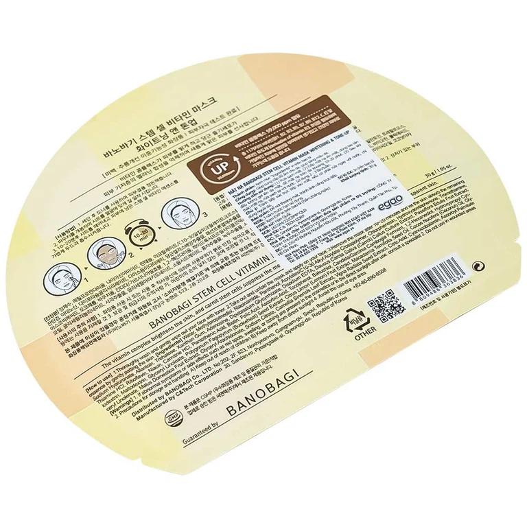 Mặt nạ Banobagi stem cell vitamin mask whitening & tone up hỗ trợ cấp ẩm, dưỡng sáng da và nâng tông (30g)
