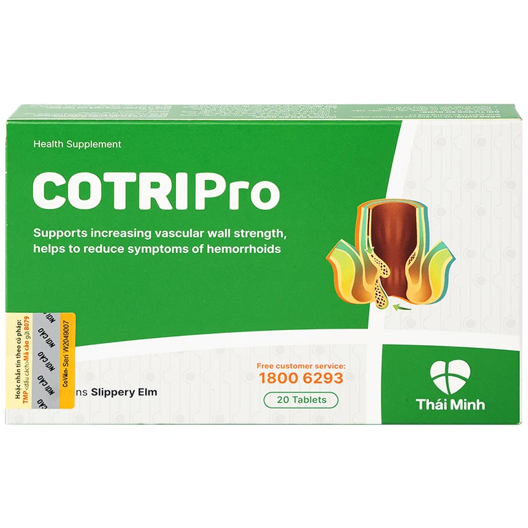 Viên uống Cotripro Thái Minh hỗ trợ tăng sức bền thành mạch, giảm triệu chứng của trĩ (2 vỉ x 10 viên)