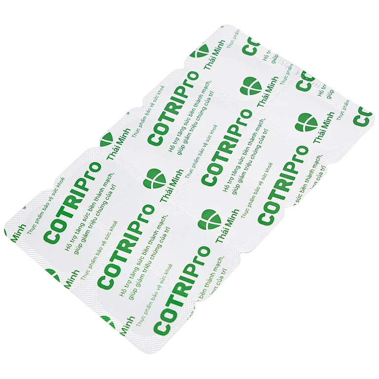 Viên uống Cotripro Thái Minh hỗ trợ tăng sức bền thành mạch, giảm triệu chứng của trĩ (2 vỉ x 10 viên)