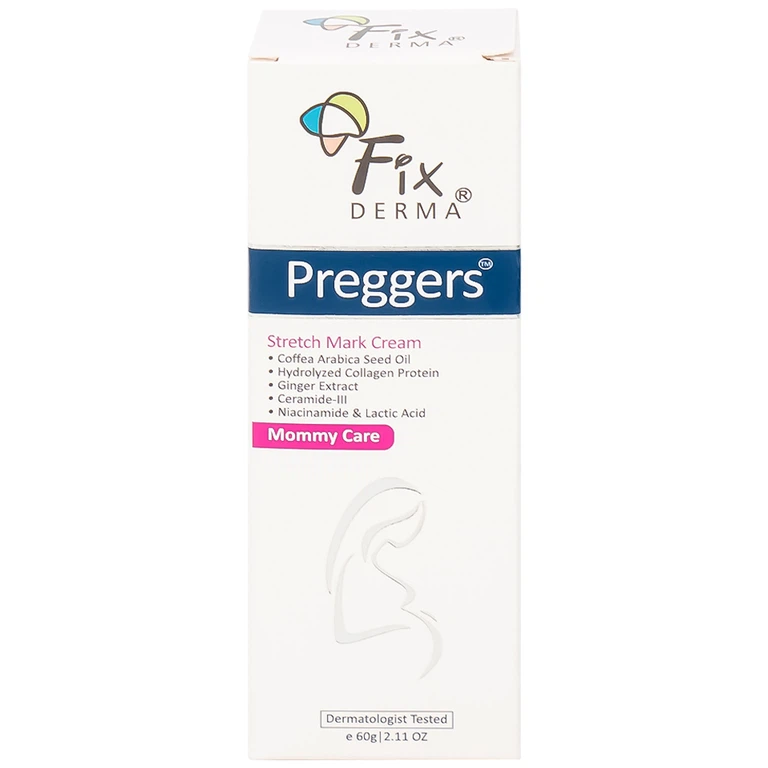 Kem bôi da Fixderma Preggers Stretch Mark Cream dưỡng ẩm, giảm rạn da cho phụ nữ mang thai và sau sinh (60g)