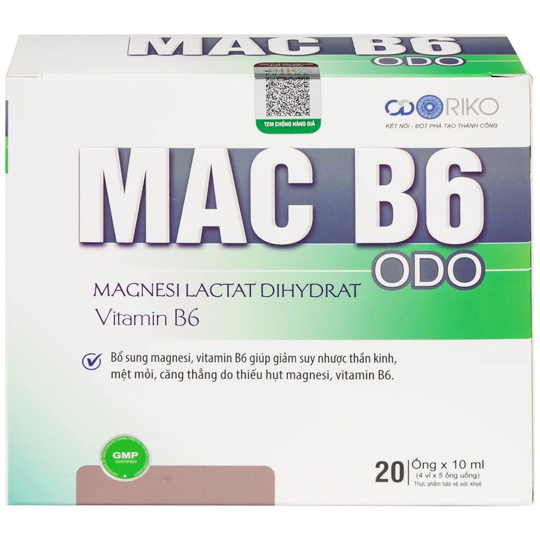 Siro Mac B6 ODO 10ml Odoriko bổ sung magnesi, vitamin B6 (20 ống)