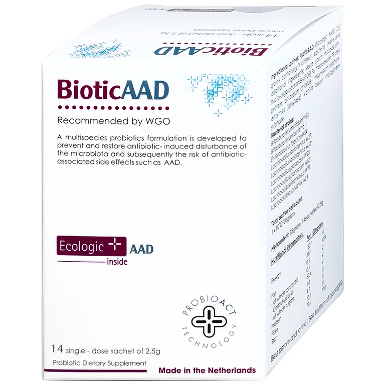 Bột pha uống BioticAAD 2.5g Ecologic AAD bổ sung lợi khuẩn đường ruột, giảm rối loạn tiêu hóa (14 gói)