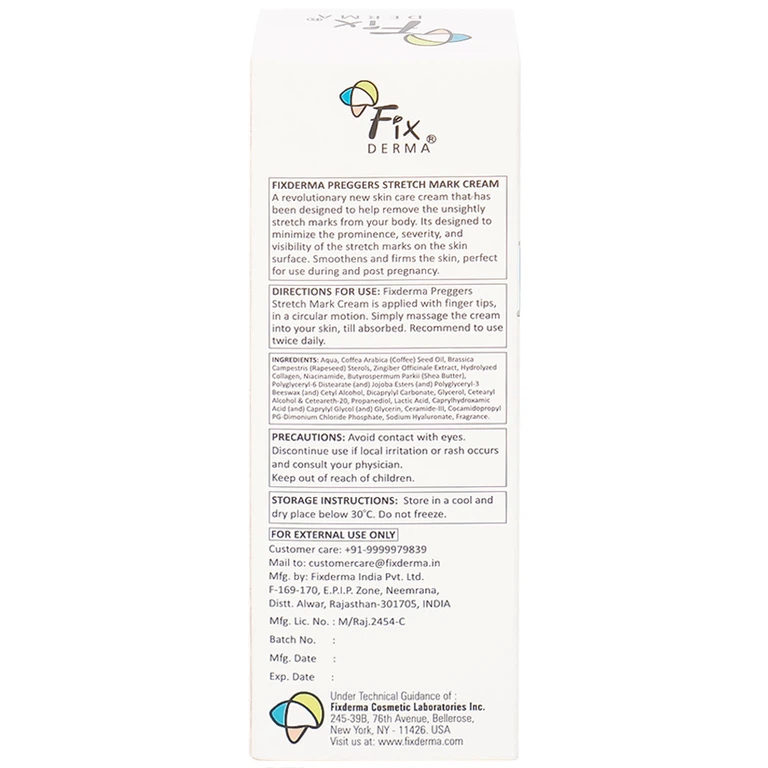 Kem bôi da Fixderma Preggers Stretch Mark Cream dưỡng ẩm, giảm rạn da cho phụ nữ mang thai và sau sinh (60g)