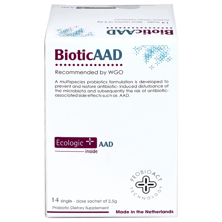 Bột pha uống BioticAAD 2.5g Ecologic AAD bổ sung lợi khuẩn đường ruột, giảm rối loạn tiêu hóa (14 gói)