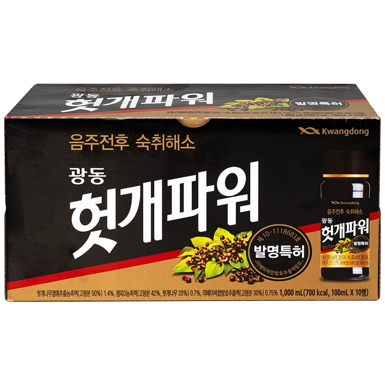 Nước uống giải rượu Hutkae Power 100ml KwangDong hỗ trợ giảm khó chịu khi say