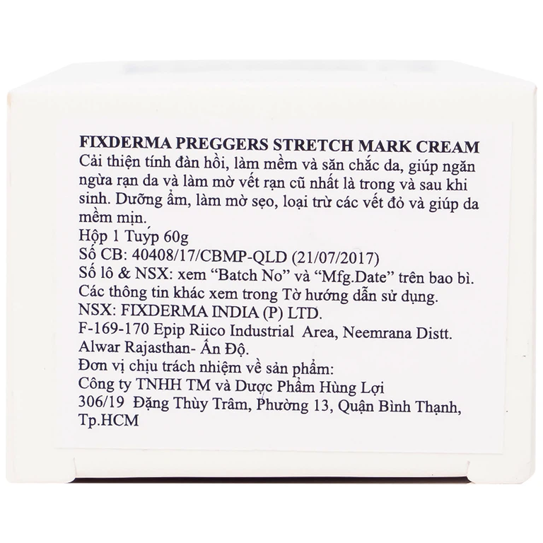 Kem bôi da Fixderma Preggers Stretch Mark Cream dưỡng ẩm, giảm rạn da cho phụ nữ mang thai và sau sinh (60g)