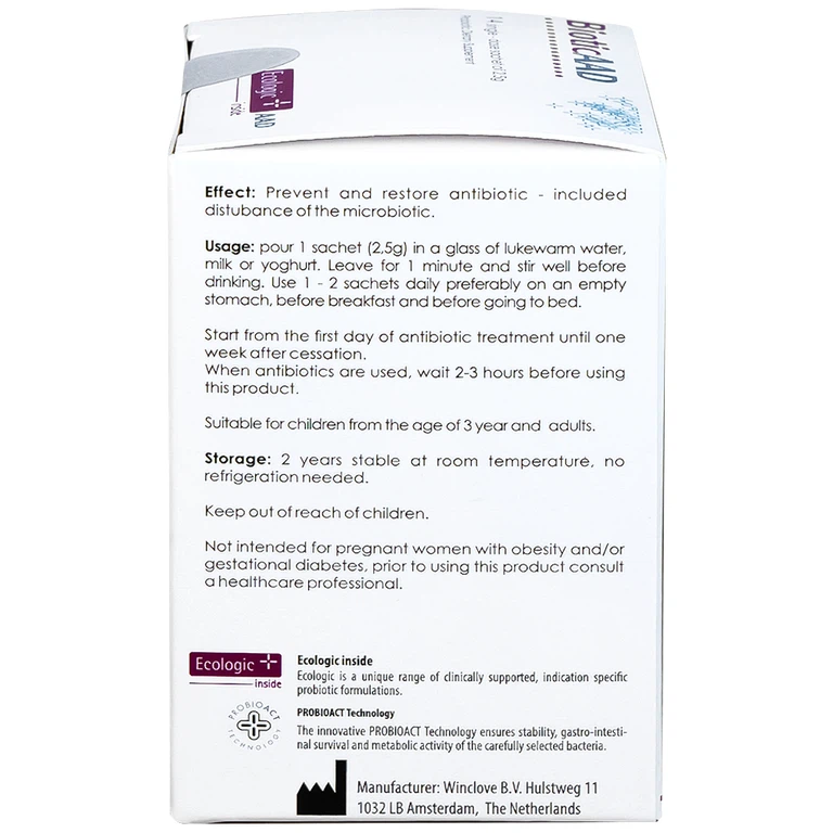 Bột pha uống BioticAAD 2.5g Ecologic AAD bổ sung lợi khuẩn đường ruột, giảm rối loạn tiêu hóa (14 gói)