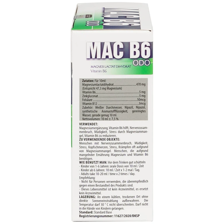 Siro Mac B6 ODO 10ml Odoriko bổ sung magnesi, vitamin B6 (20 ống)