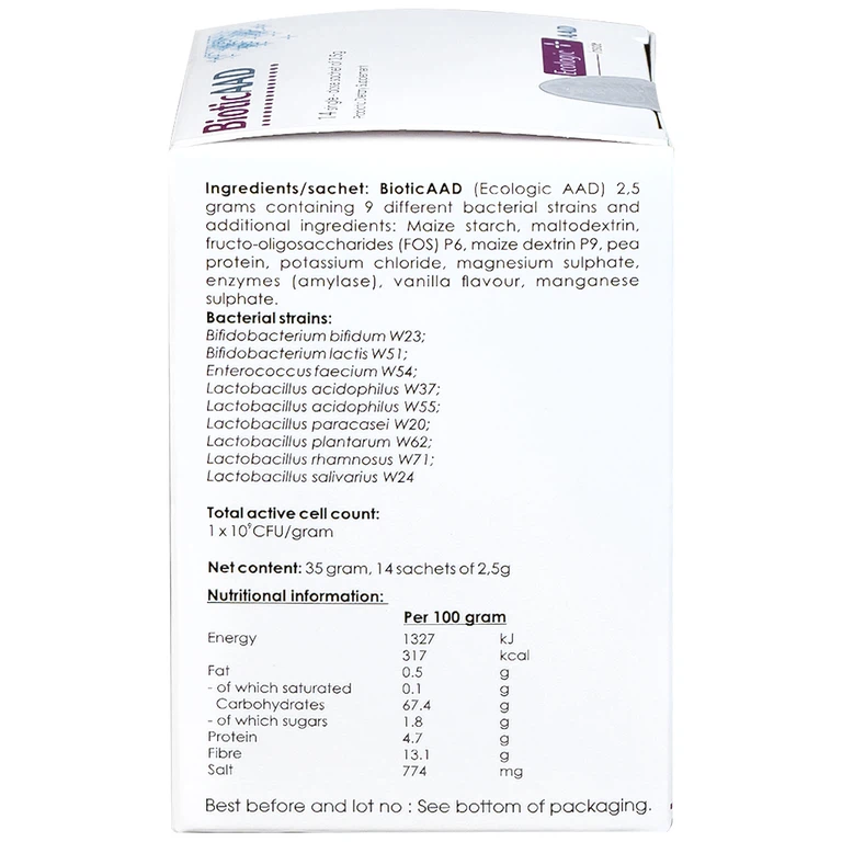 Bột pha uống BioticAAD 2.5g Ecologic AAD bổ sung lợi khuẩn đường ruột, giảm rối loạn tiêu hóa (14 gói)