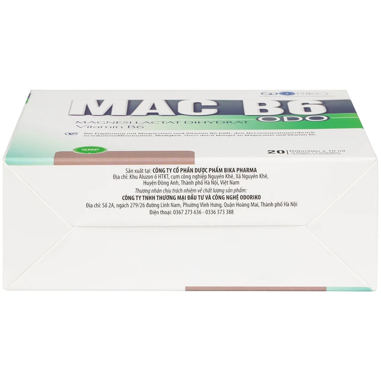 Siro Mac B6 ODO 10ml Odoriko bổ sung magnesi, vitamin B6 (20 ống)