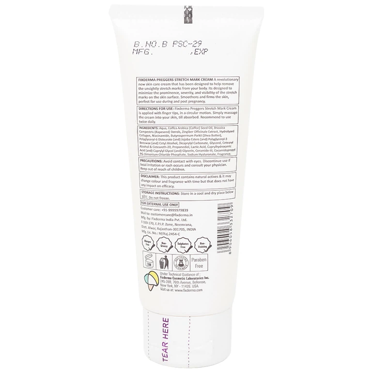 Kem bôi da Fixderma Preggers Stretch Mark Cream dưỡng ẩm, giảm rạn da cho phụ nữ mang thai và sau sinh (60g)