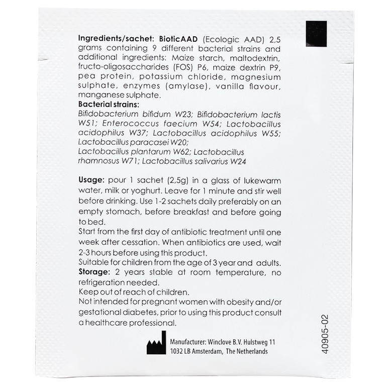 Bột pha uống BioticAAD 2.5g Ecologic AAD bổ sung lợi khuẩn đường ruột, giảm rối loạn tiêu hóa (14 gói)
