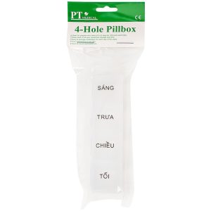 Hộp phân liều thuốc 4-Hole Pillbox PT Medical 4 ngăn dài, nhỏ gọn, tiện dụng (1 cái)
