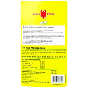 Ống hít thông mũi con ó Eagle Inhaler 1.1g thông mũi, giảm nghẹt mũi (12 ống)