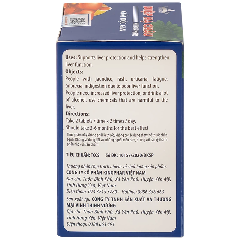 Viên uống Diệp Hạ Châu Kingphar hỗ trợ bảo vệ gan, tăng cường chức năng gan (60 viên)