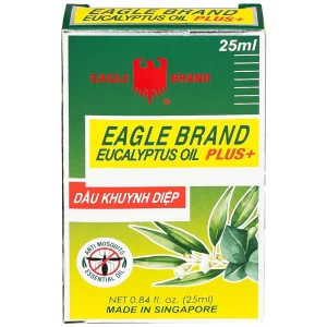 Dầu khuynh diệp con ó Eagle Brand Eucalyptus Oil Plus+ 25ml chống muỗi 8 tiếng, điều trị cảm cúm