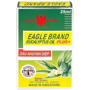 Dầu khuynh diệp con ó Eagle Brand Eucalyptus Oil Plus+ 25ml chống muỗi 8 tiếng, điều trị cảm cúm