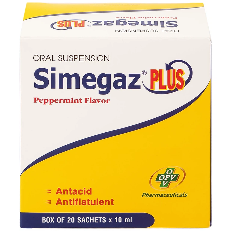Hỗn dịch uống Simegaz Plus OPV vị bạc hà, điều trị viêm loét dạ dày , tăng acid dạ dày (20 gói x 10ml)