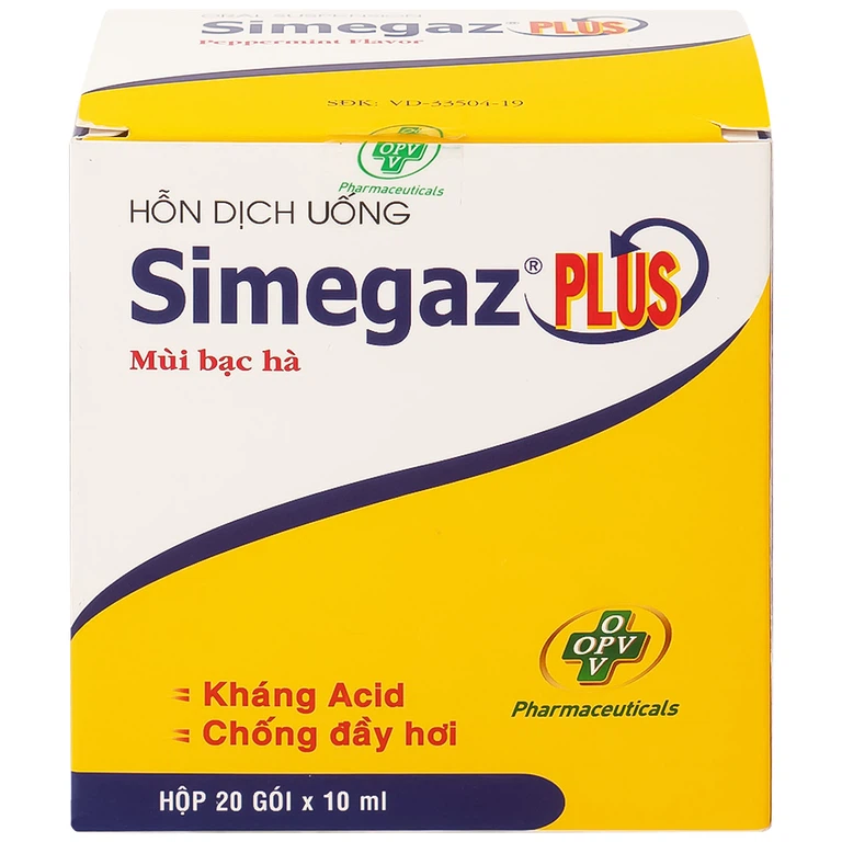 Hỗn dịch uống Simegaz Plus OPV vị bạc hà, điều trị viêm loét dạ dày , tăng acid dạ dày (20 gói x 10ml)