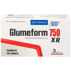 Thuốc Glumeform 750 XR DHG điều trị đái tháo đường típ 2 (3 vỉ x 10 viên)