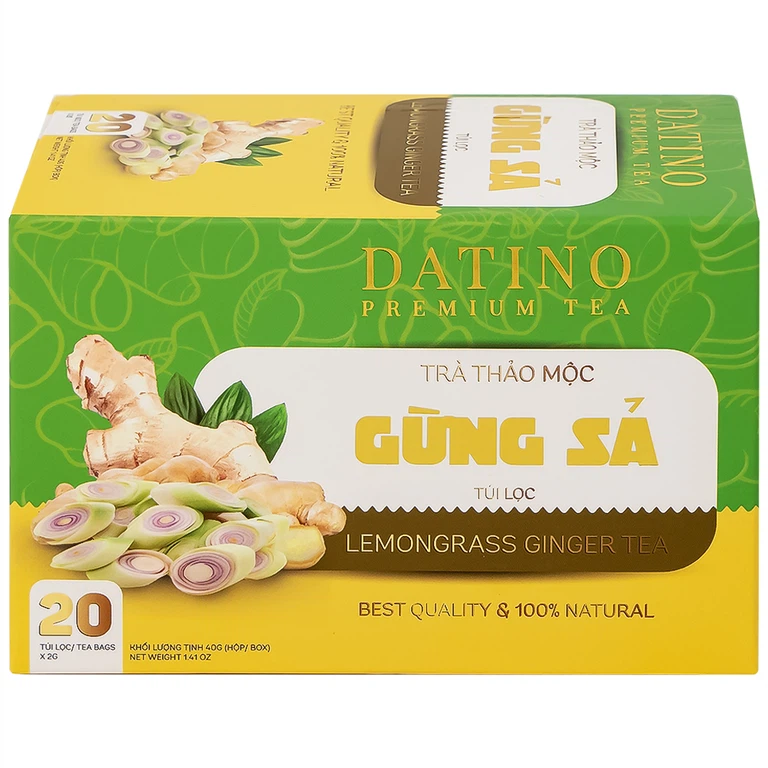 Trà thảo mộc gừng sả Datino Premium Tea hỗ trợ giảm nghẹt mũi, sổ mũi, buồn nôn (20 túi x 2g)