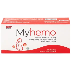 Thuốc Myhemo BRV điều trị dự phòng thiếu sắt và folic acid trong khi mang thai (3 vỉ x 10 viên)