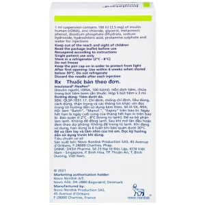 Bút tiêm Insulatard FlexPen 100IU/ml Novo Nordisk điều trị bệnh đái tháo đường (5 cây)