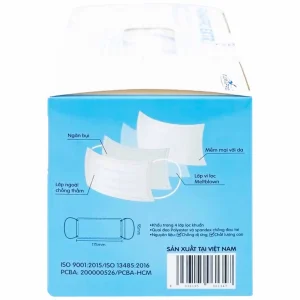 Khẩu trang y tế Famapro Extra màu trắng 4 lớp hỗ trợ ngăn khói, bụi, kháng khuẩn (50 cái)
