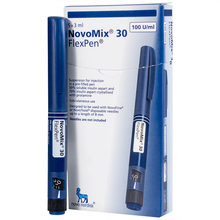 Bút tiêm NovoMix 30 FlexPen Novo Nordisk điều trị đái tháo đường (5 cây x 3ml)